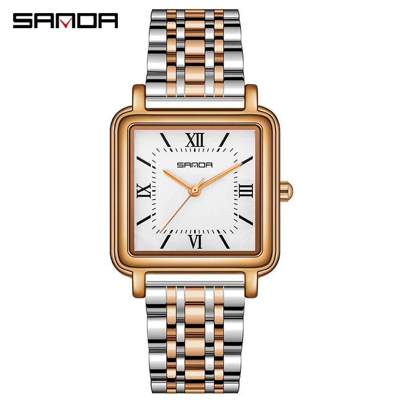 Quartz Watch Square Casual Retro Roman Numeral Leather Mesh Strap Alloy Case Mineral Reinforced Glass Mirror Stainless Steel Buckle - Image 7
