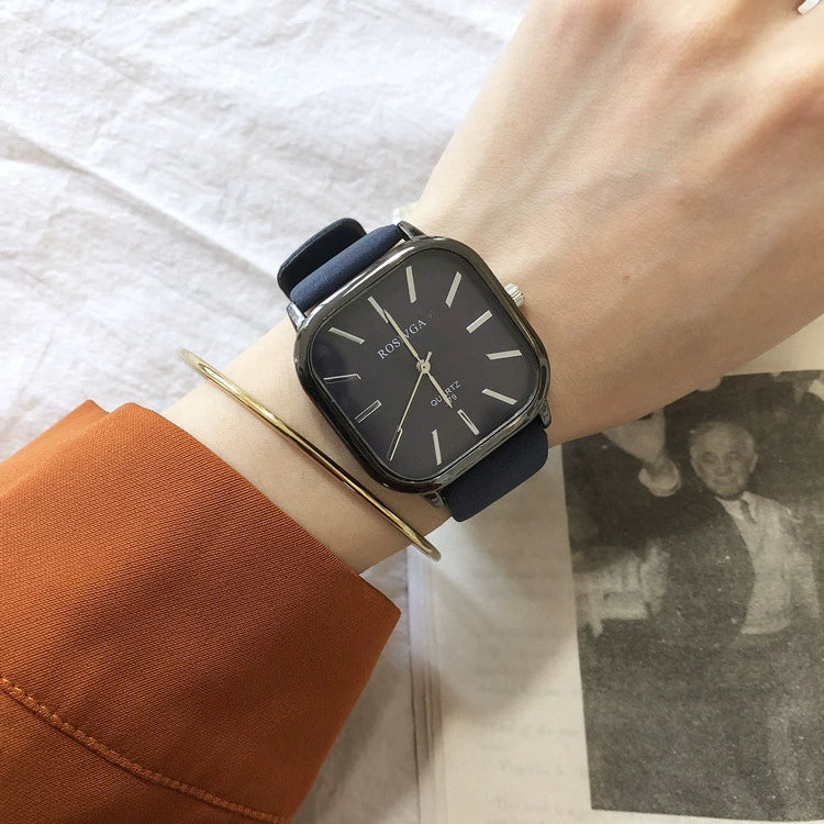 Quartz Watch Square Plastic Case Imitation Leather Strap Stainless Steel Clasp Leisure Style For Men And Women - Image 7