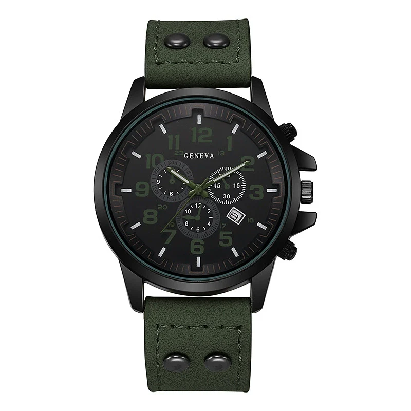 Quartz Watches Round Casual Alloy Iron Imitation Leather Ordinary Glass Mirror Spiral Crown Pin Buckle - Image 4