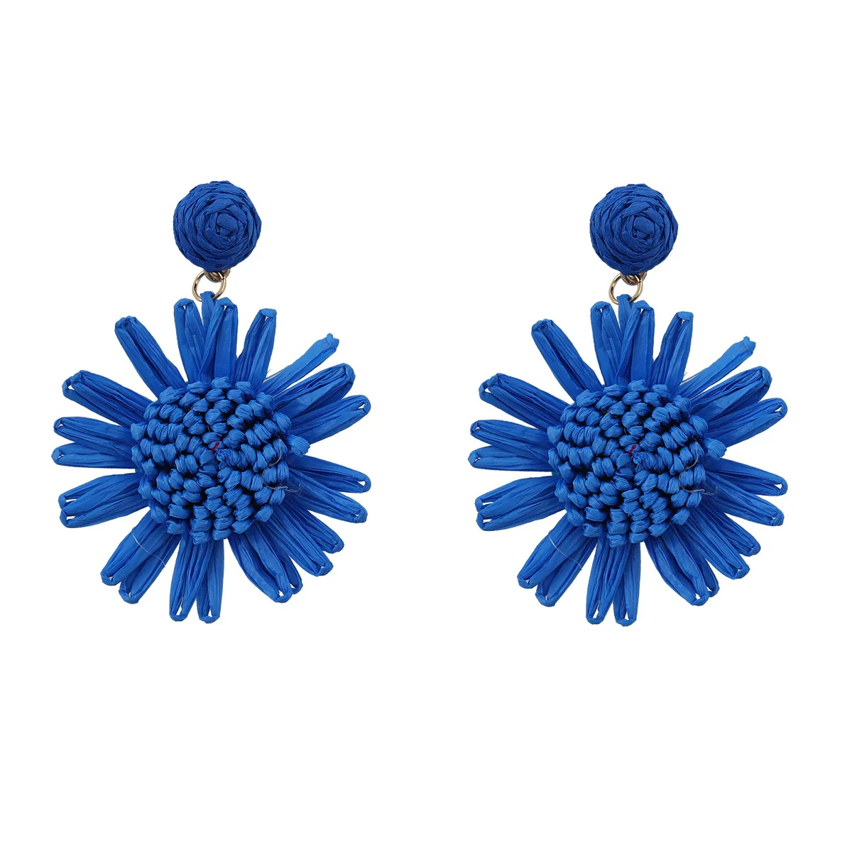 Raffia Women's Woven Flower Earrings - Image 5