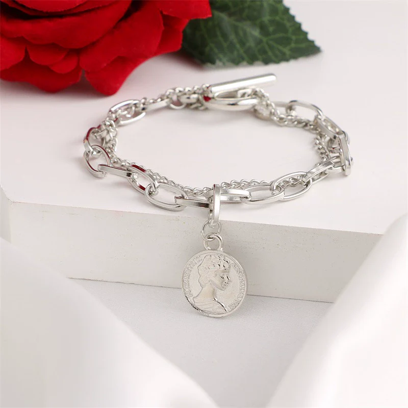 Retro Alloy Geometric Electroplating Bracelet Set Unisex - Image 4