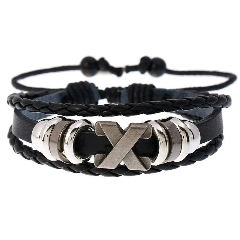 Retro Beaded Artificial Leather Woven Jewelry Adjustable Bracelet With Geometric Pattern And Electroplating For Unisex - Image 2