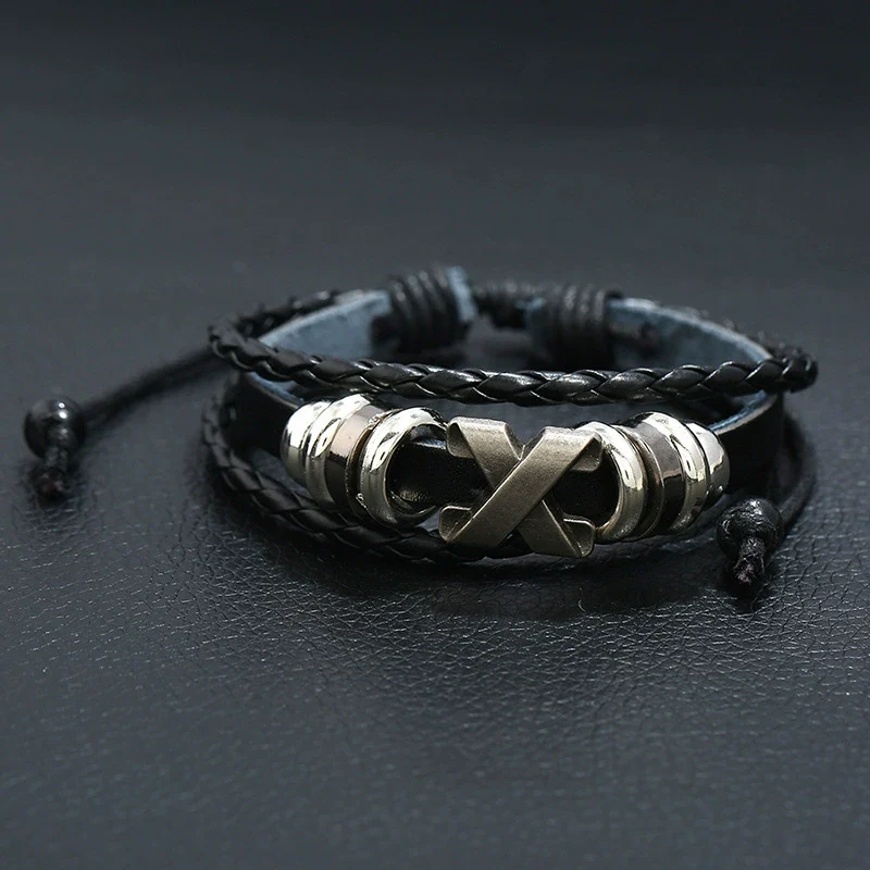 Retro Beaded Artificial Leather Woven Jewelry Adjustable Bracelet With Geometric Pattern And Electroplating For Unisex - Image 3