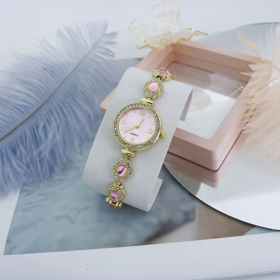Retro Chalcedony Alloy Bracelet Watch For Women With Mineral Reinforced Glass Mirror And Jewelry Buckle - Image 8