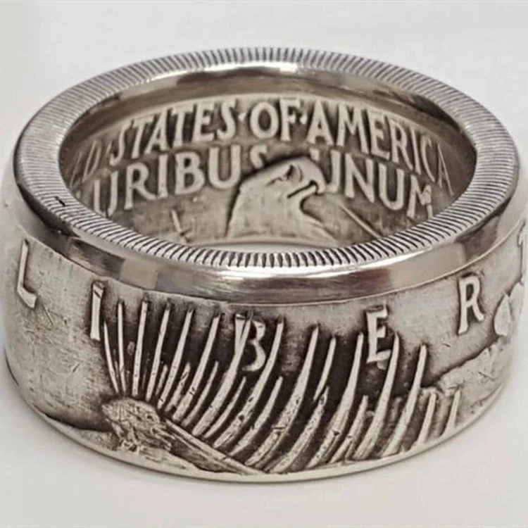 Retro Coin Morgan Ring Metal Geometric Electroplating Unisex Jewelry - Image 3