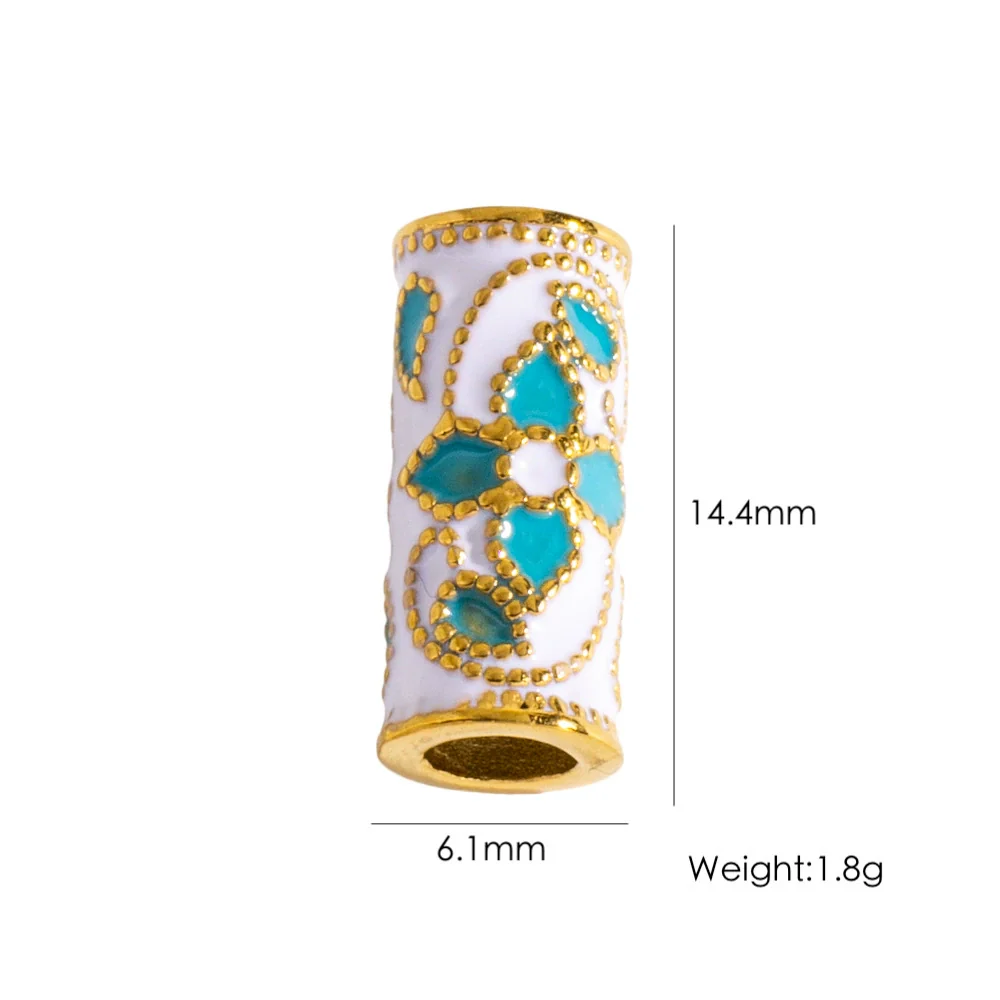 Retro Enamel Stainless Steel Bead Barrel Oil Drop Pattern Bracelet Diy Accessories - Image 10
