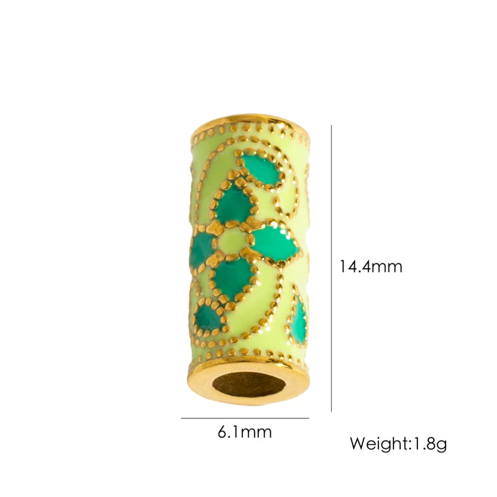 Retro Enamel Stainless Steel Bead Barrel Oil Drop Pattern Bracelet Diy Accessories - Image 6