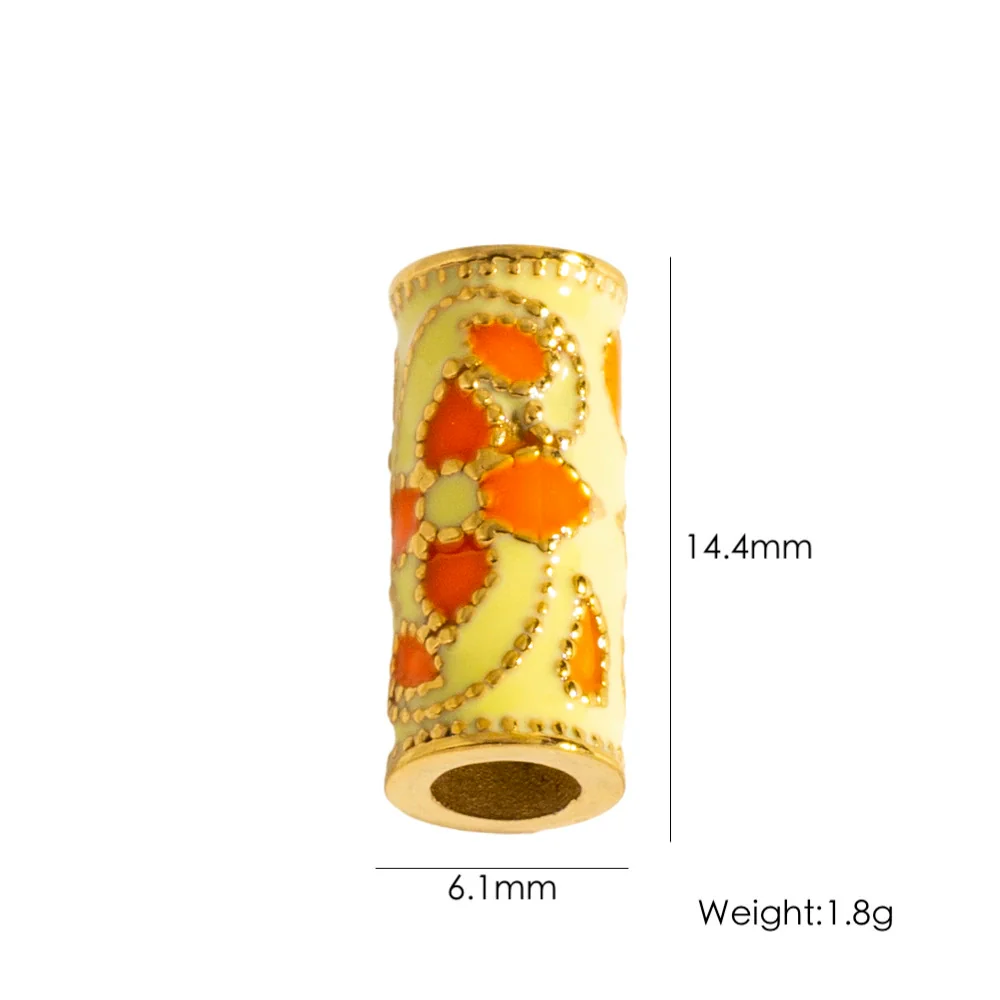 Retro Enamel Stainless Steel Bead Barrel Oil Drop Pattern Bracelet Diy Accessories - Image 7