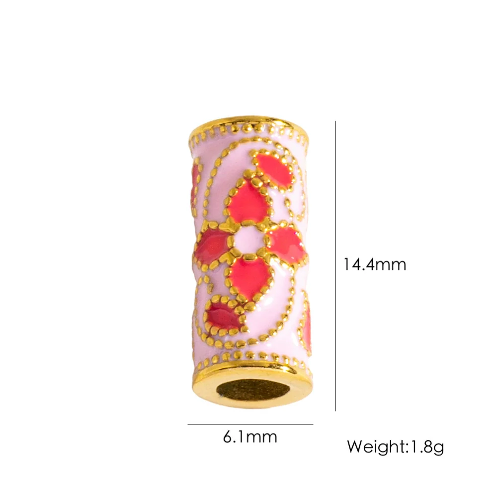 Retro Enamel Stainless Steel Bead Barrel Oil Drop Pattern Bracelet Diy Accessories - Image 8