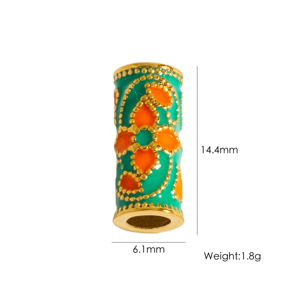 Retro Enamel Stainless Steel Bead Barrel Oil Drop Pattern Bracelet Diy Accessories - Image 9