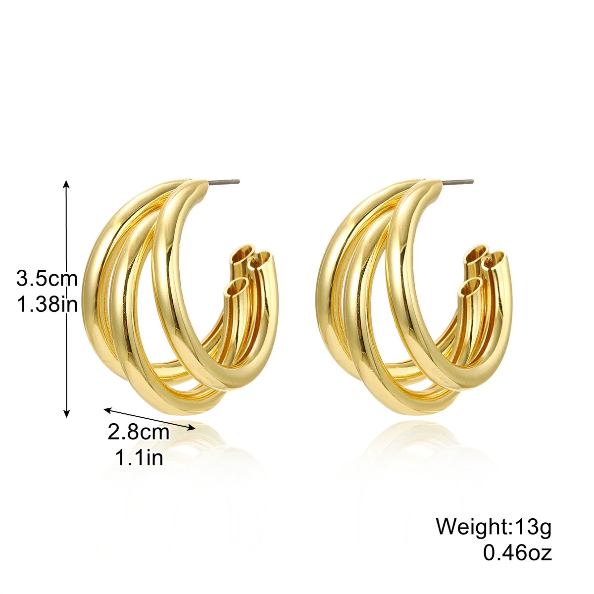 Retro Exaggerated Metal Geometric Hoop Earrings For Women With Electroplating - Image 5