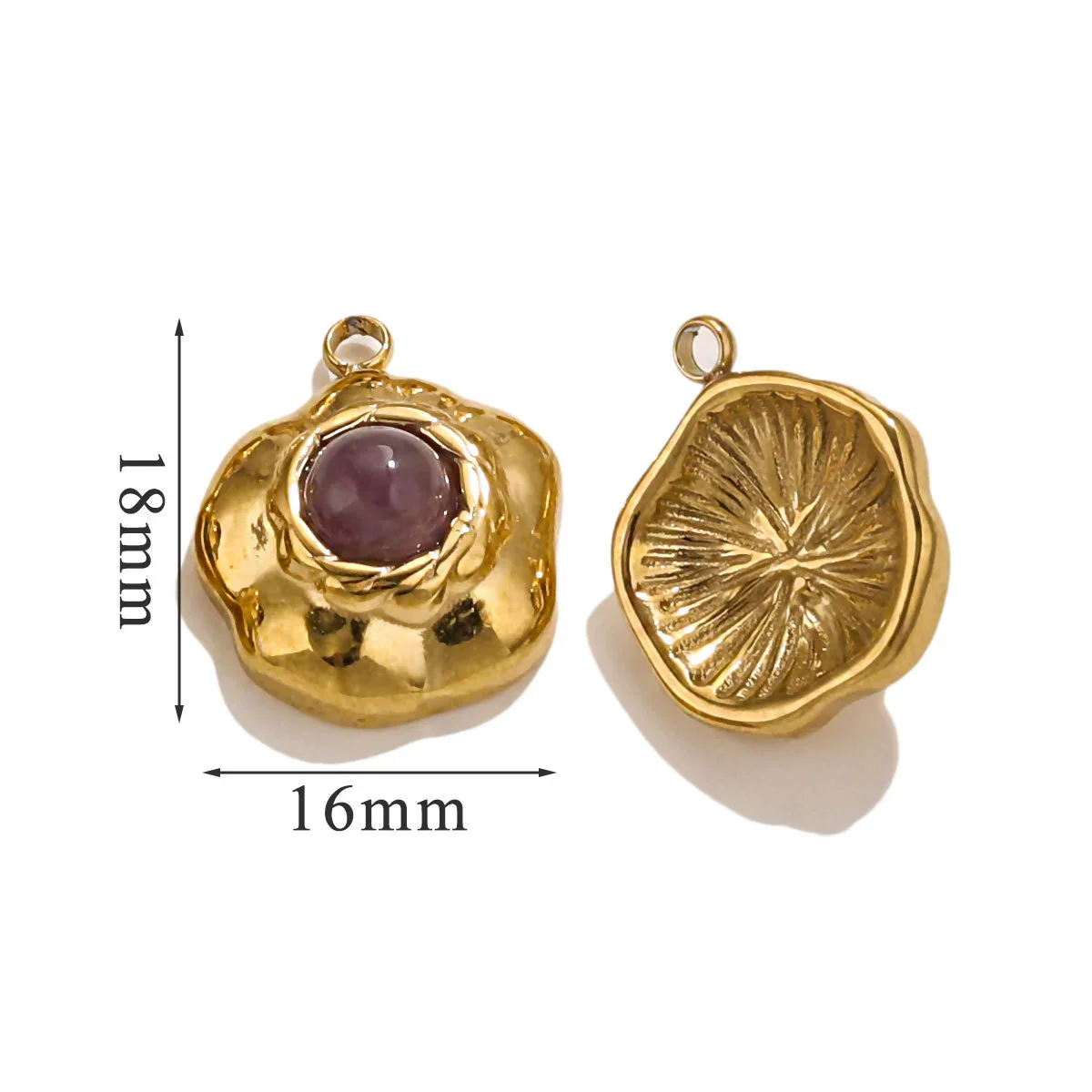 Retro Geometric Jewelry Accessories Titanium Steel And Stainless Steel With Natural Stone Flower Shape Electroplated 18K Gold - Image 10
