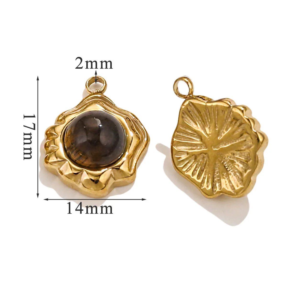 Retro Geometric Jewelry Accessories Titanium Steel And Stainless Steel With Natural Stone Flower Shape Electroplated 18K Gold - Image 12