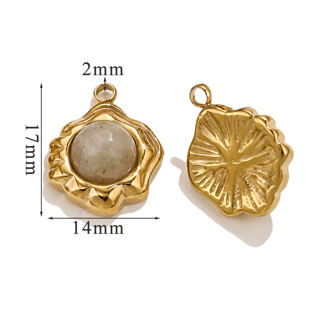 Retro Geometric Jewelry Accessories Titanium Steel And Stainless Steel With Natural Stone Flower Shape Electroplated 18K Gold - Image 13