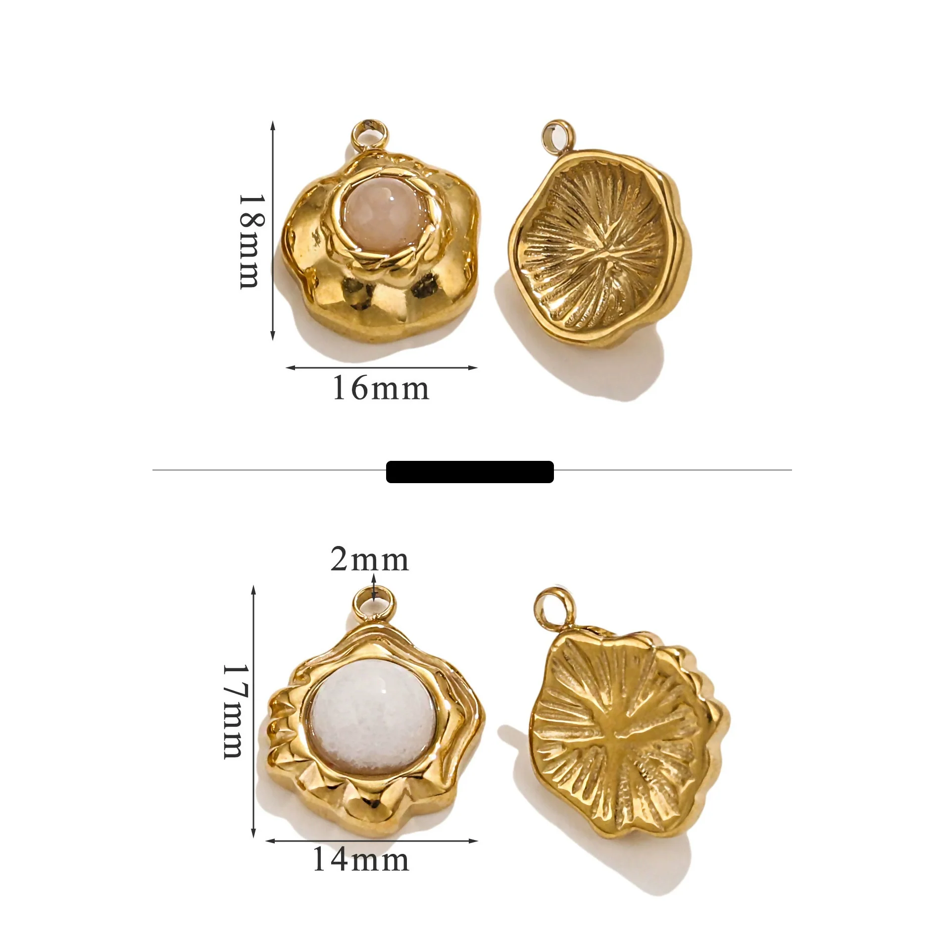Retro Geometric Jewelry Accessories Titanium Steel And Stainless Steel With Natural Stone Flower Shape Electroplated 18K Gold - Image 4