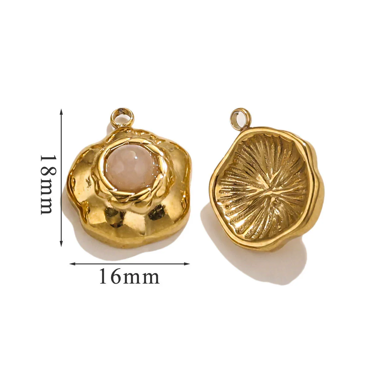 Retro Geometric Jewelry Accessories Titanium Steel And Stainless Steel With Natural Stone Flower Shape Electroplated 18K Gold - Image 6