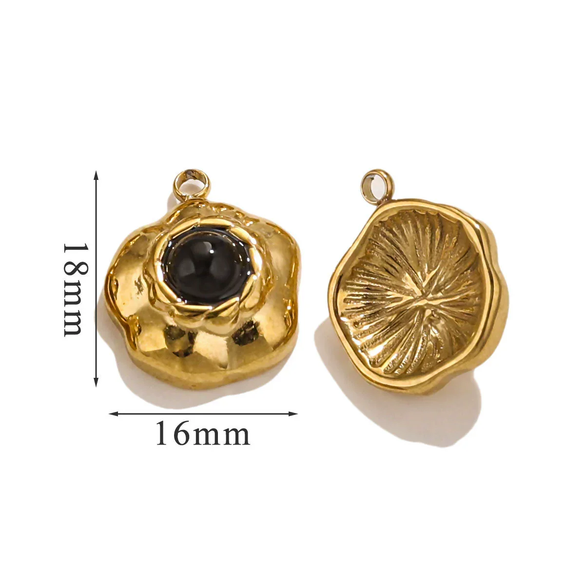 Retro Geometric Jewelry Accessories Titanium Steel And Stainless Steel With Natural Stone Flower Shape Electroplated 18K Gold - Image 7