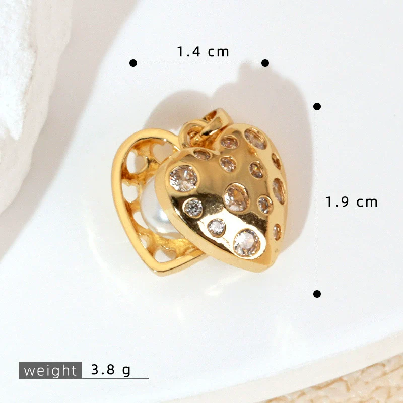 Retro Halfembellished Love Heart Shape Copper Electroplated Pendant Necklace For Women - Image 14