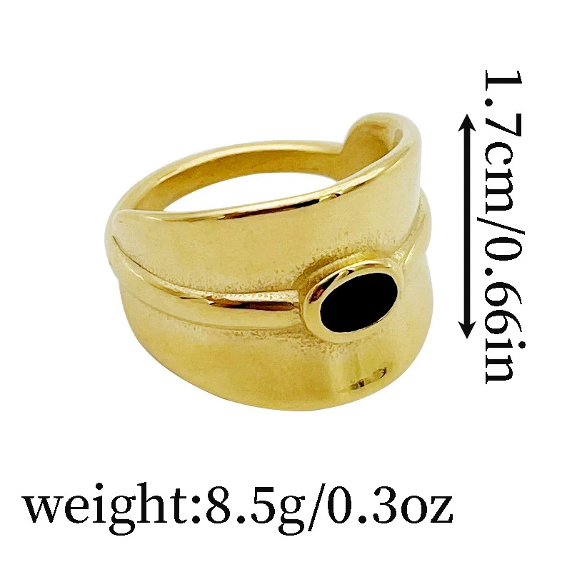 Retro Light Luxury Geometric Stainless Steel 18K Goldplated Ring - Image 4