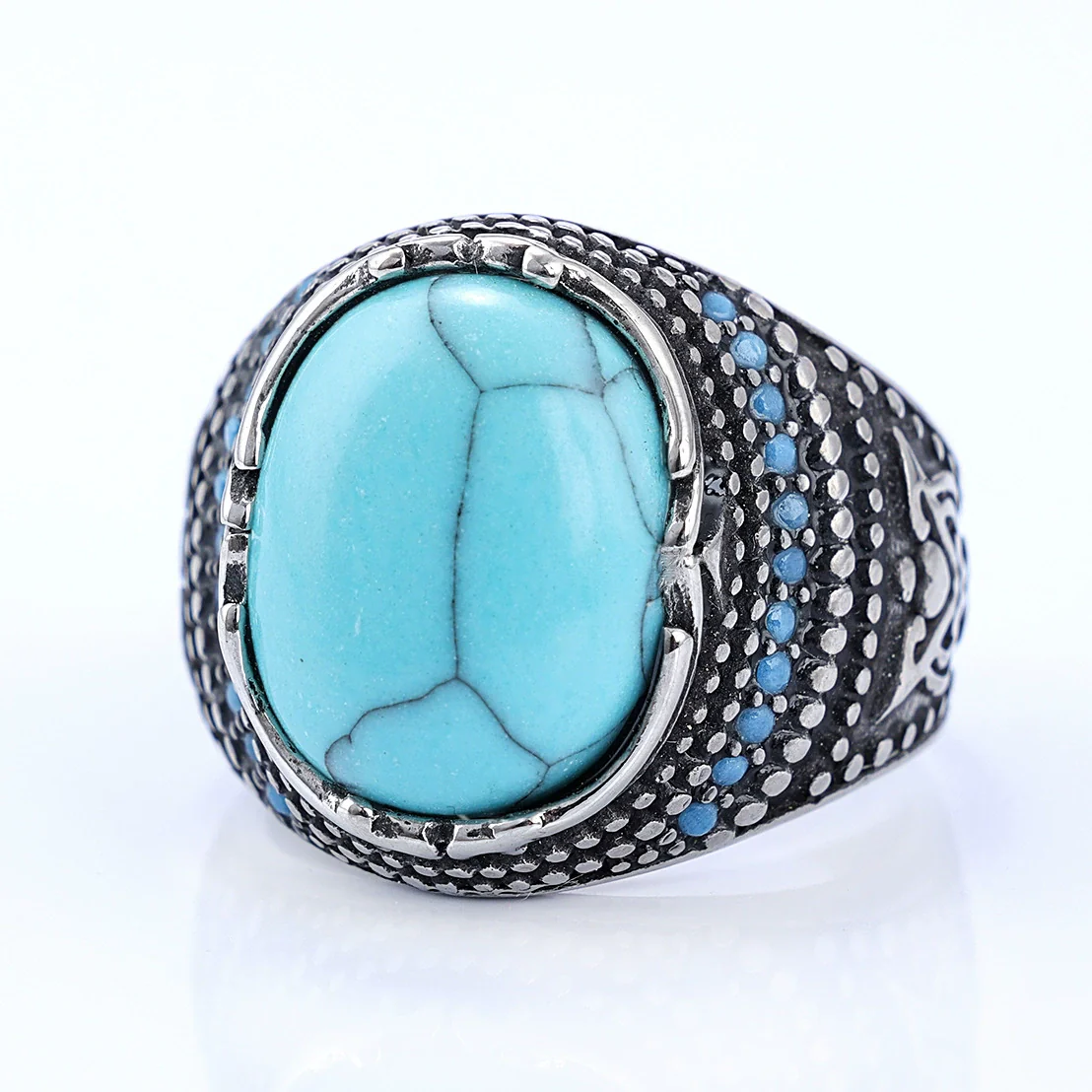 Retro Personalized Geometric Titanium Steel Men's Ring - Image 5