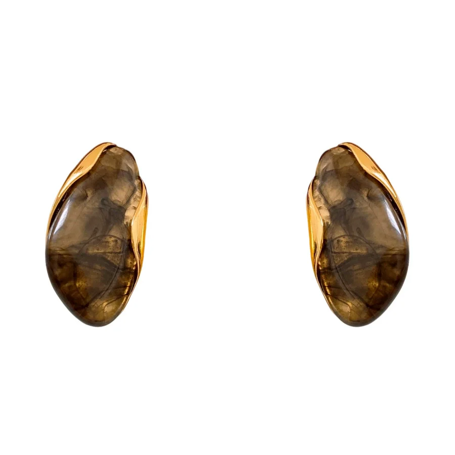 Retro Plastic Resin Geometric Earrings With Electroplating For Women - Image 5