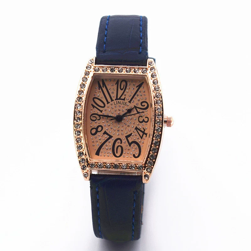 Retro Wine Barrel Rhinestone Quartz Watch With Bamboo Pattern Alloy Belt For Women - Image 5