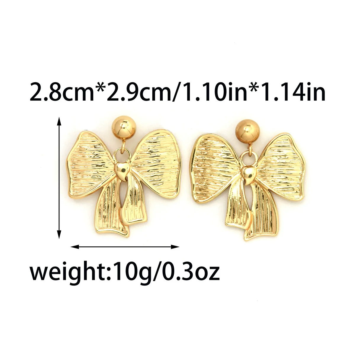 Ribbon Bow Drape Earrings Stainless Steel Gold Plated - Image 4