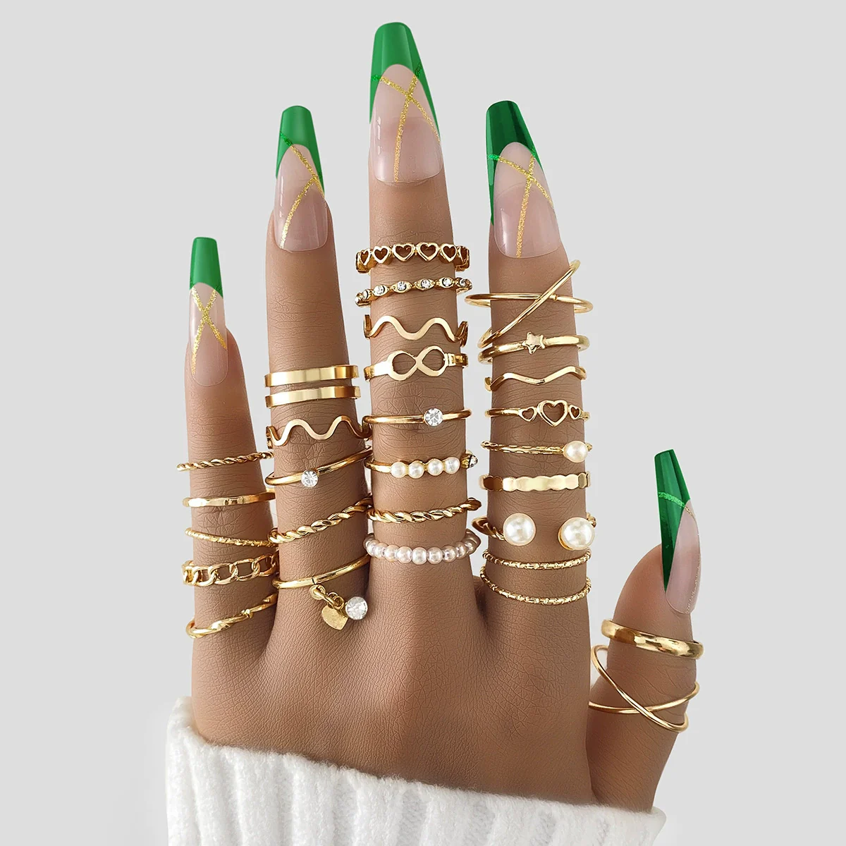 Ring Alloy Geometric Diamond Retro Light Luxury Highend Unisex Women's - Image 6