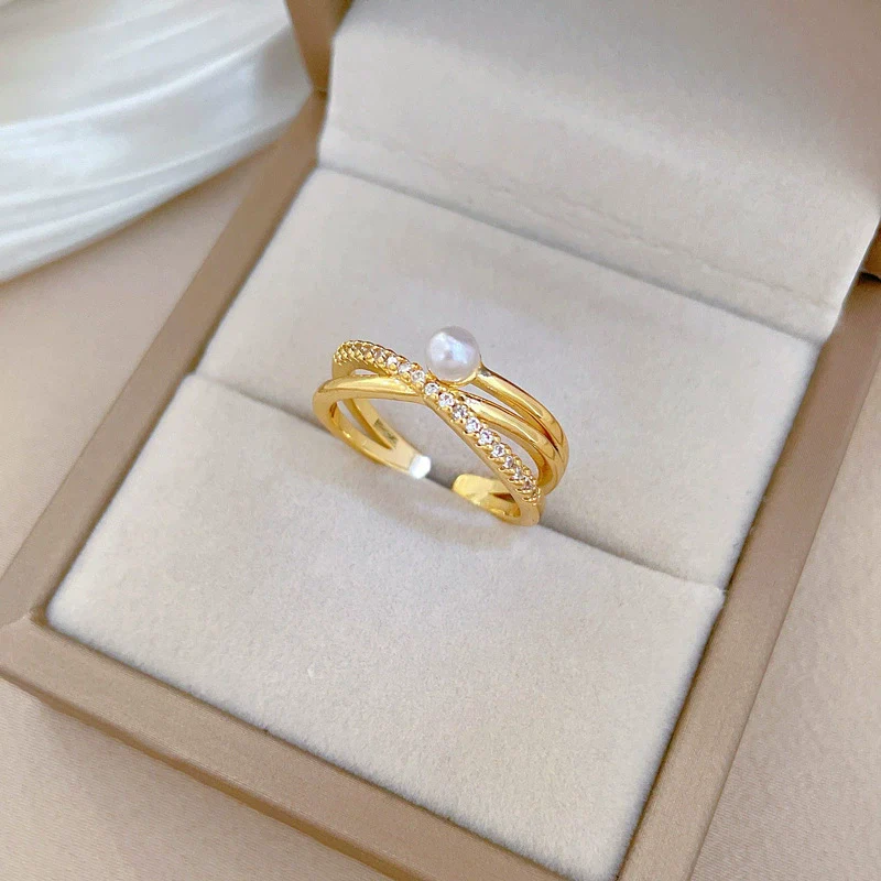 Ring Brass Pearl Diamond Cross Crown Cartoon Style Electroplating - Image 3