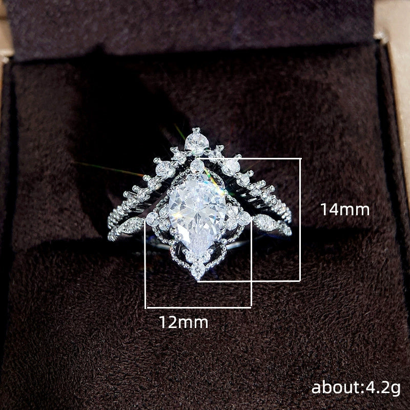 Ring Copper Geometric Inlaid Zircon Princess Style For Women - Image 4