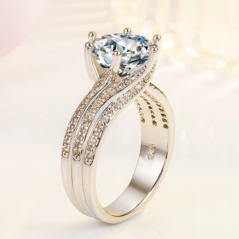 Ring Highgrade Zircon Rotating Twist Geometric Pattern Electroplated For Women And Unisex - Image 5