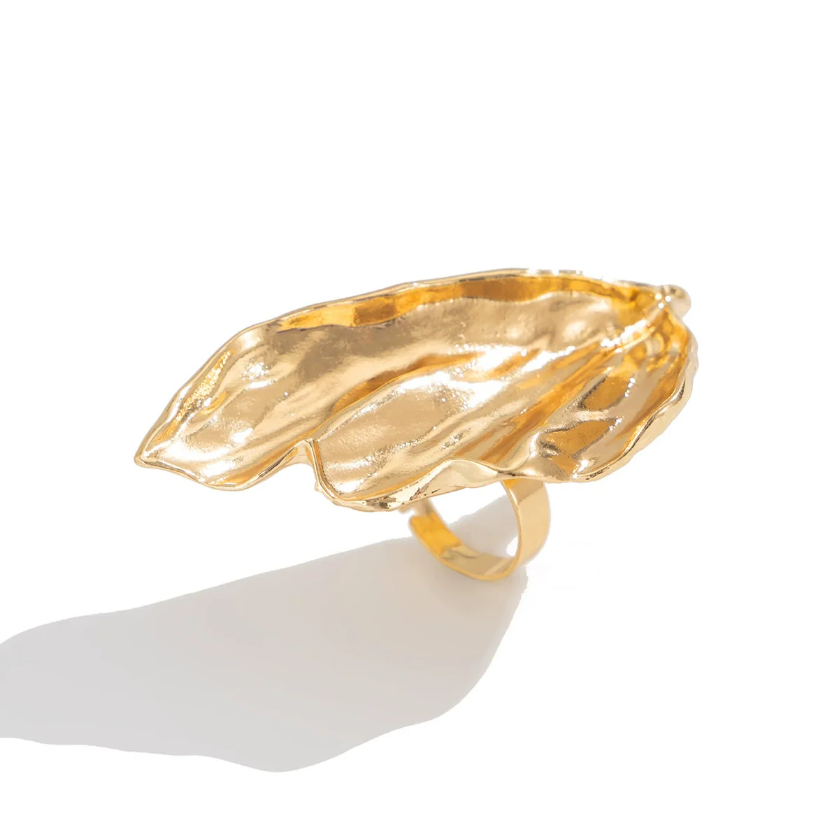 Ring Metal Imitation Pearl Pleated Leaves Geometric Animal Zodiac Electroplated Women's - Image 5