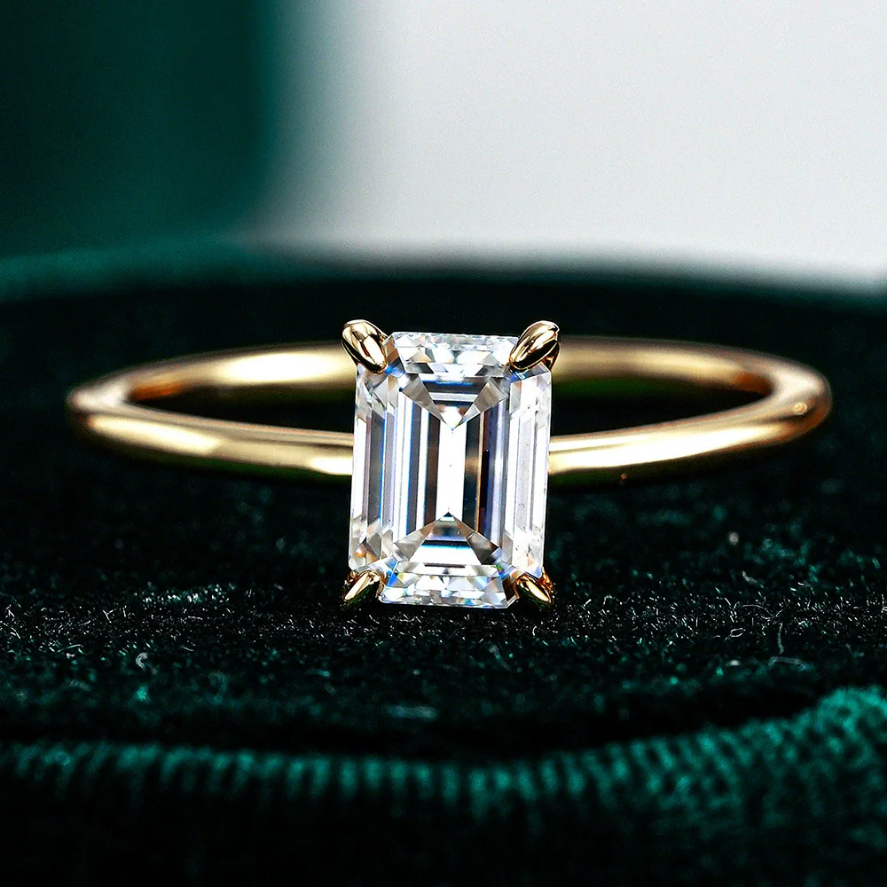Ring Moissanite S925 Silver Geometric Plated 18K Gold Set With Diamonds - Image 2