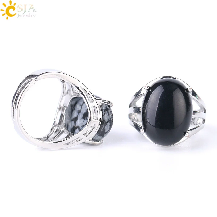 Ring Natural Stone Alloy Claw Inlaid Polished Casual Fashion Jewelry For Women - Image 2