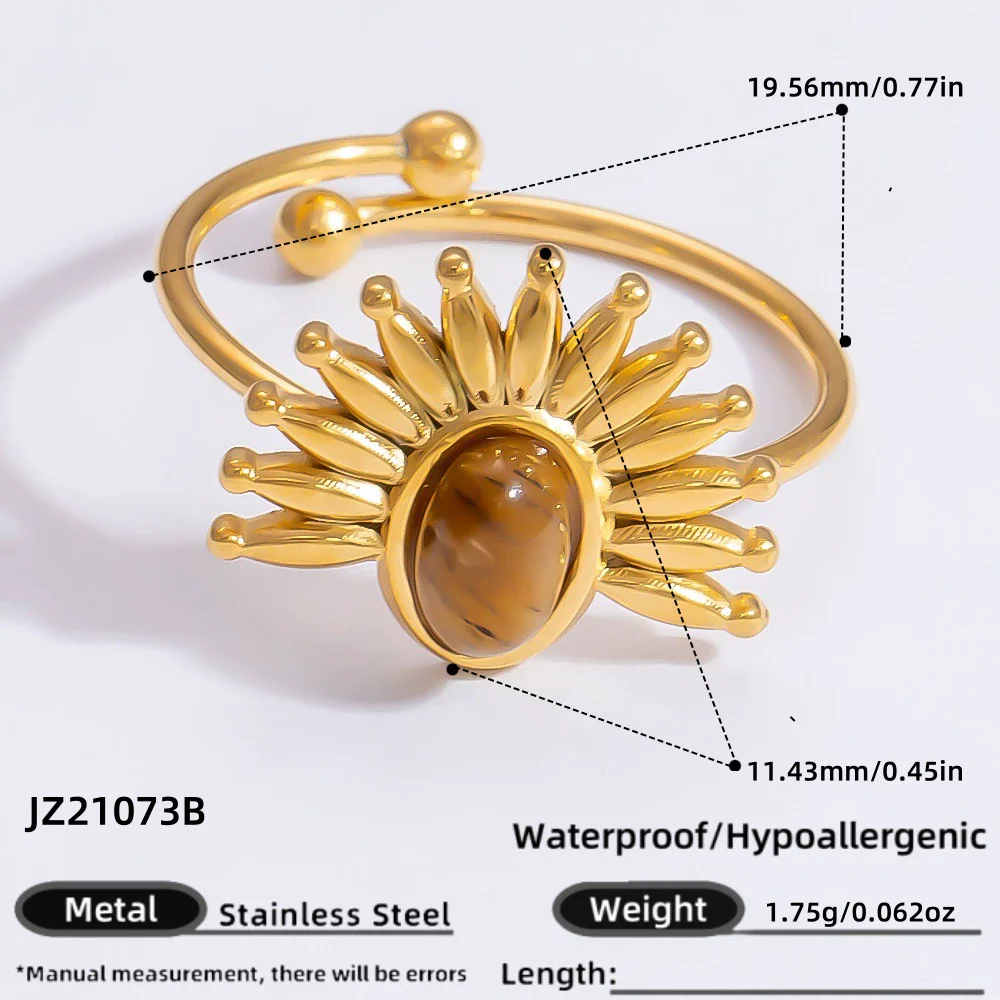 Ring Natural Stone Retro Light Luxury Colorretaining Devil's Eye Stainless Steel Geometric Electroplating Women's Jewelry - Image 40