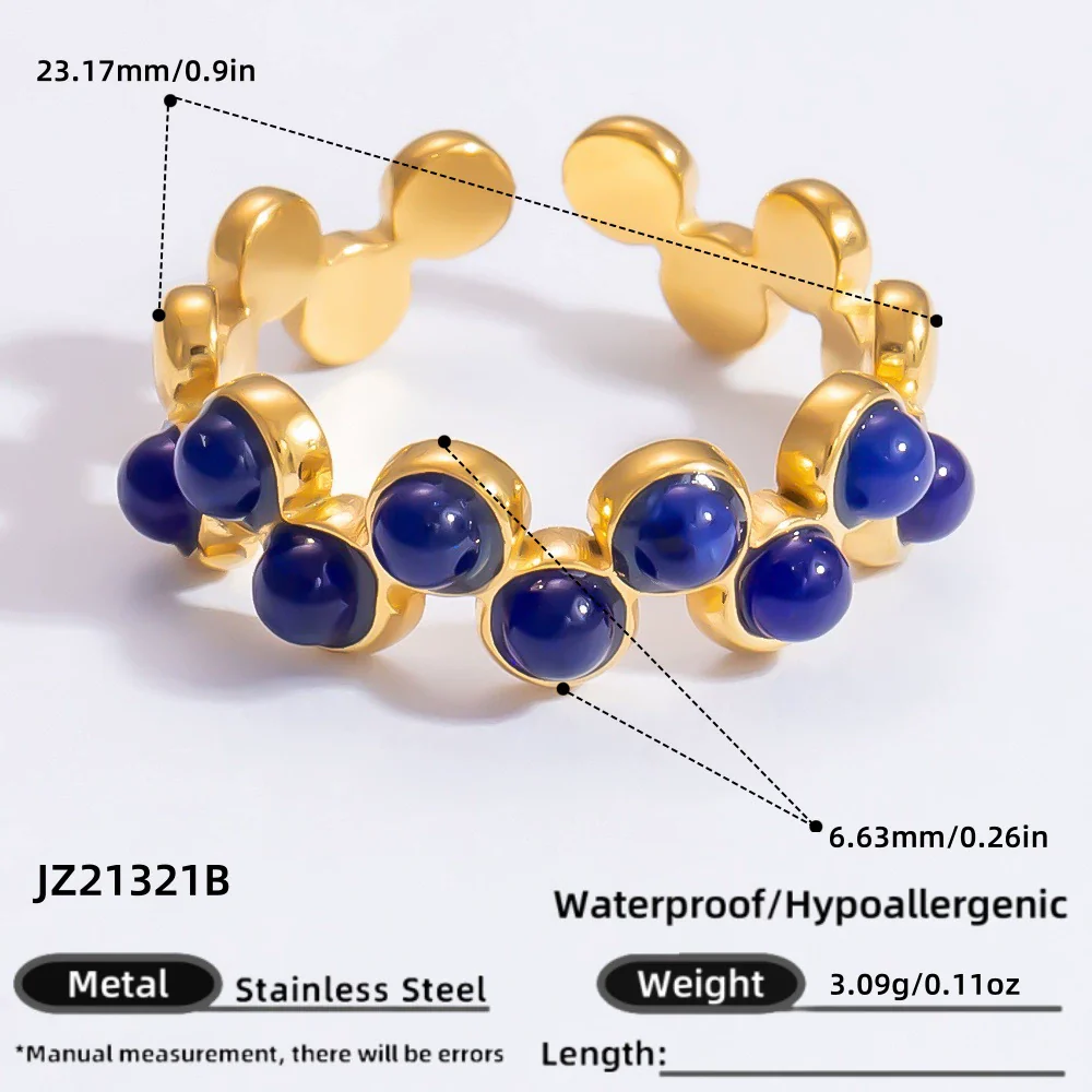 Ring Natural Stone Retro Light Luxury Colorretaining Devil's Eye Stainless Steel Geometric Electroplating Women's Jewelry - Image 53