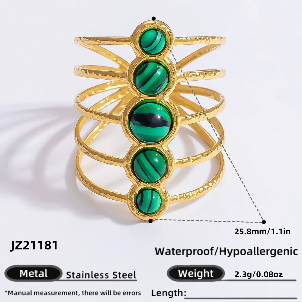 Ring Natural Stone Retro Light Luxury Colorretaining Devil's Eye Stainless Steel Geometric Electroplating Women's Jewelry - Image 58