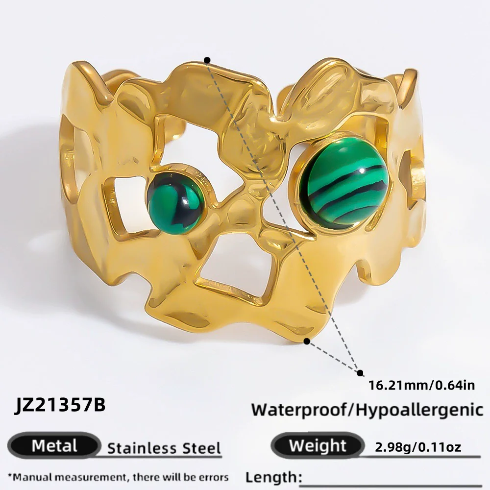 Ring Natural Stone Retro Light Luxury Colorretaining Devil's Eye Stainless Steel Geometric Electroplating Women's Jewelry - Image 68