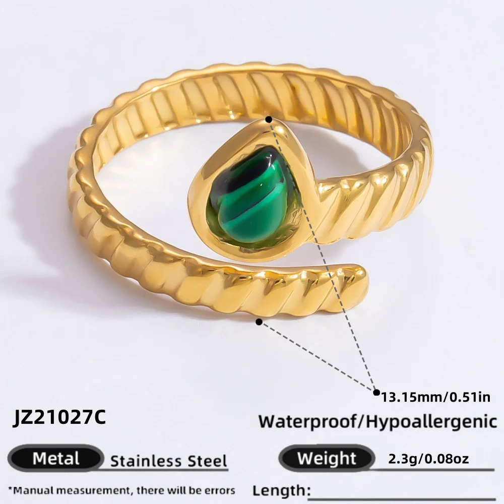 Ring Natural Stone Retro Light Luxury Colorretaining Devil's Eye Stainless Steel Geometric Electroplating Women's Jewelry - Image 74