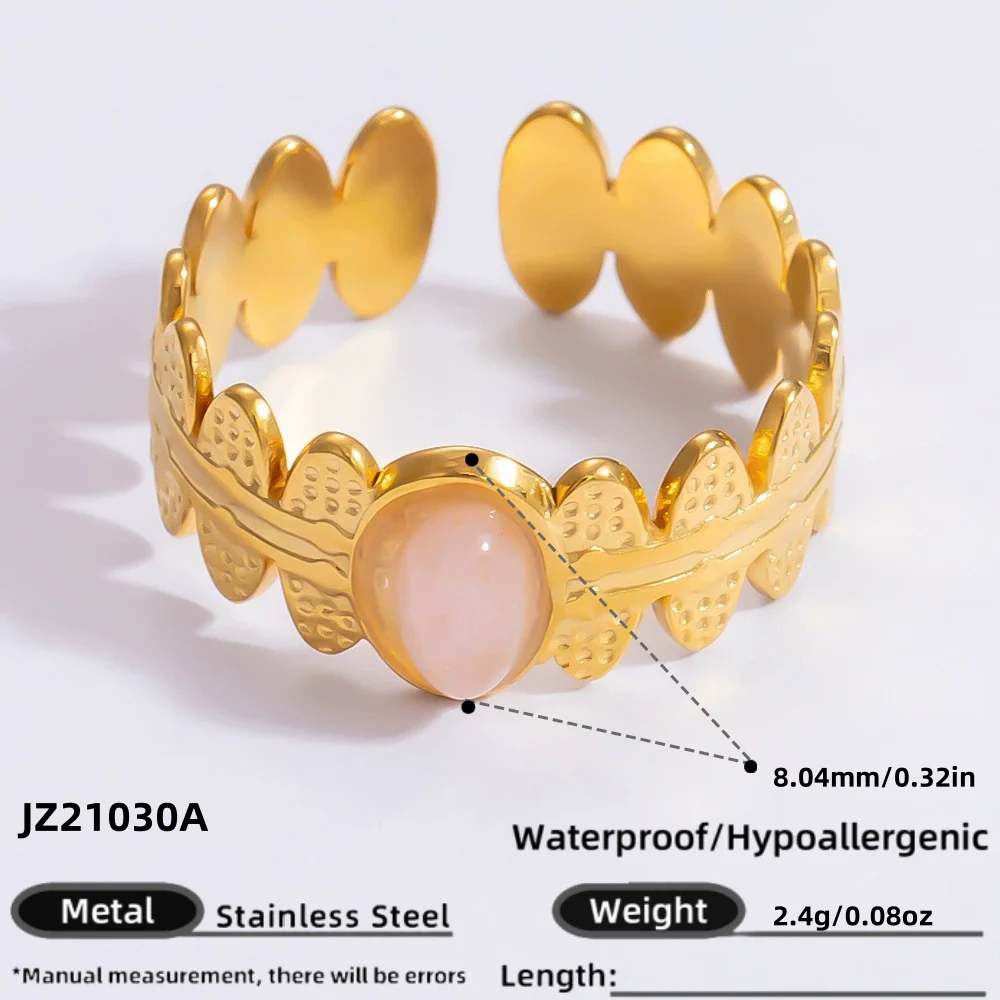 Ring Natural Stone Retro Light Luxury Colorretaining Devil's Eye Stainless Steel Geometric Electroplating Women's Jewelry - Image 90