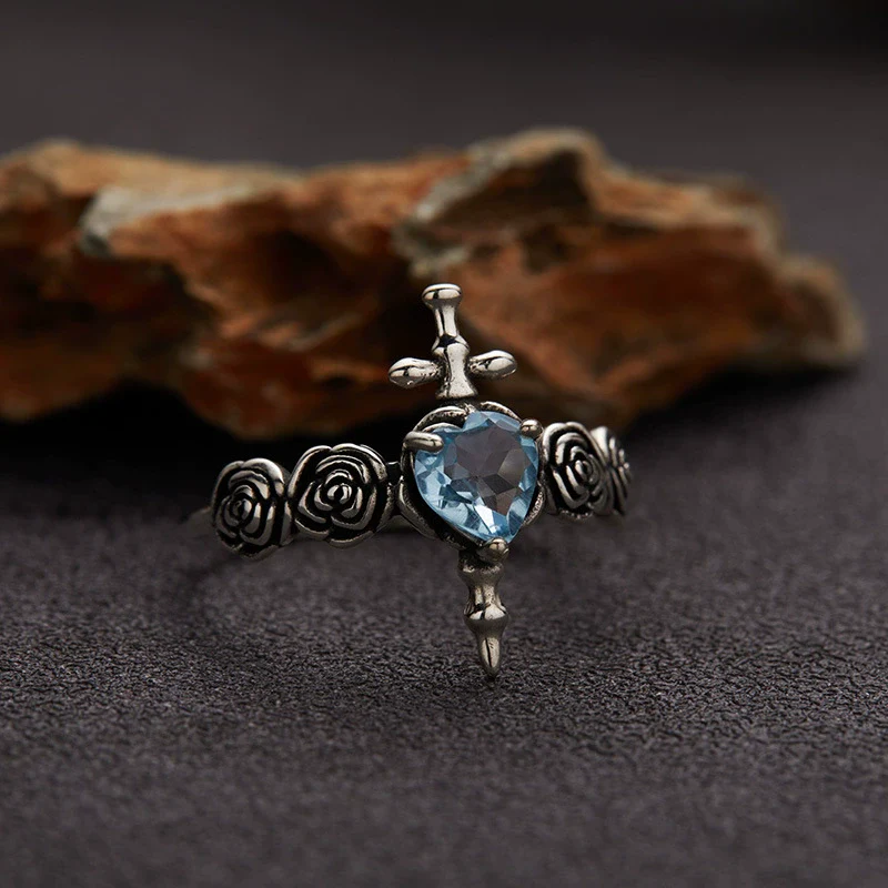 Ring S925 Sterling Silver Crystal Heart Shape Set With Gems For Women Plants And Flowers Style - Image 6