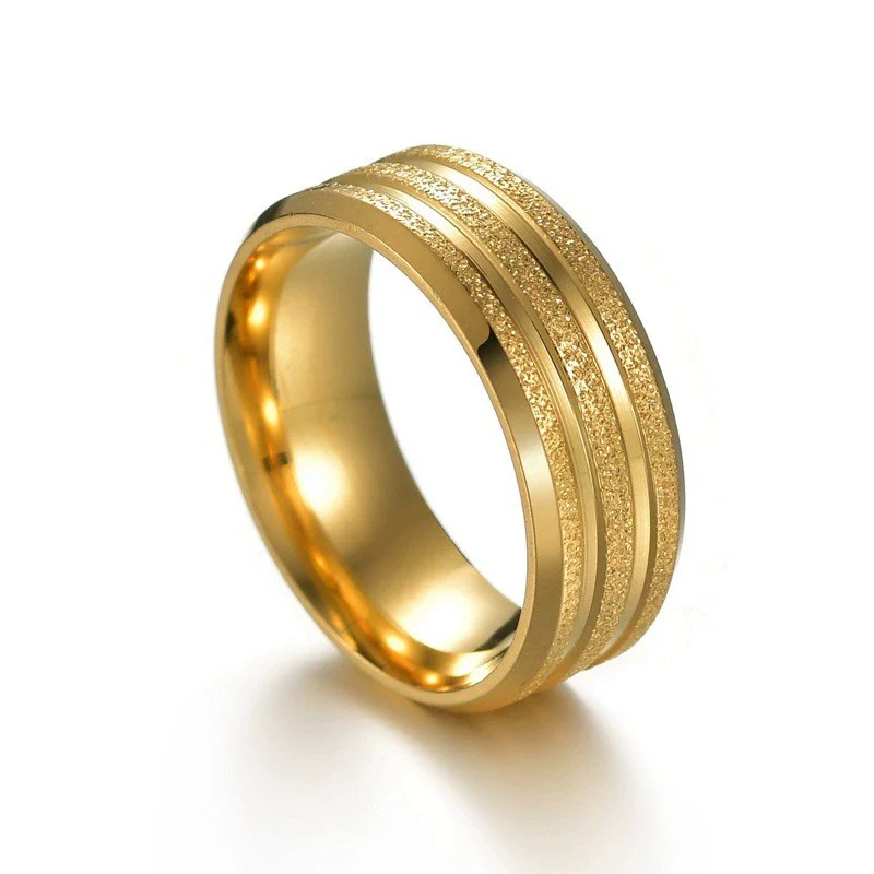 Ring Stainless Steel Goldplated Geometric Frosted Light Luxury Jewelry - Image 5