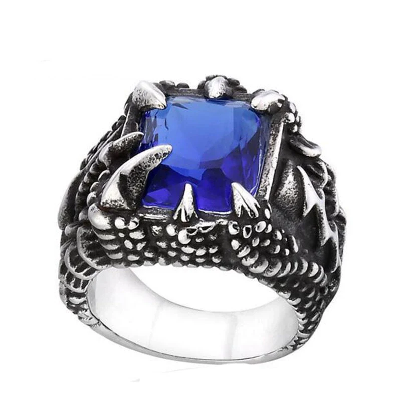 Ring Stainless Steel Ruby Dragon Claw Personality Animals Oil Design - Image 3