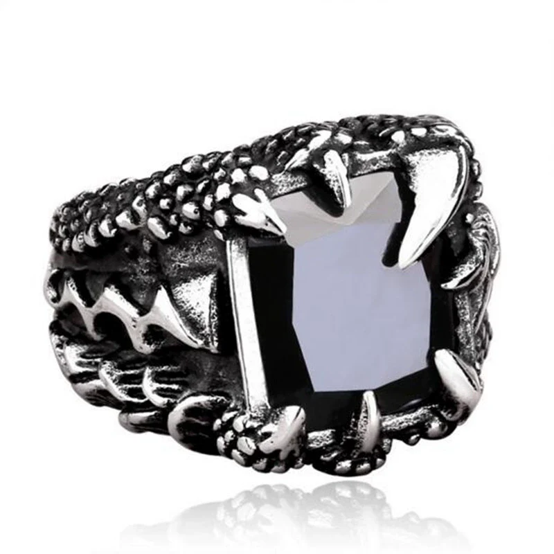 Ring Stainless Steel Ruby Dragon Claw Personality Animals Oil Design - Image 4