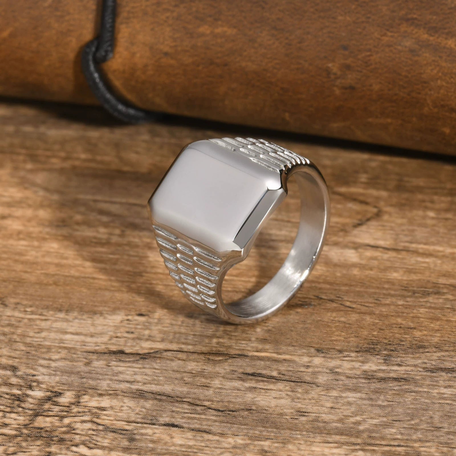 Ring Titanium Steel Geometric Square Electroplating Men's Fashion - Image 3