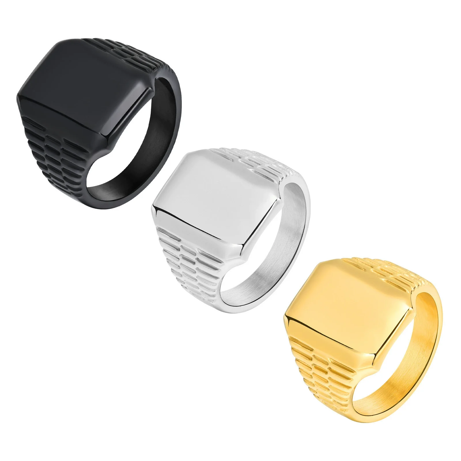 Ring Titanium Steel Geometric Square Electroplating Men's Fashion - Image 5
