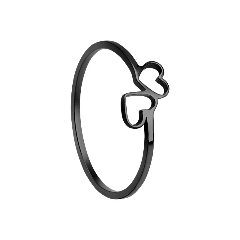 Ring Titanium Steel Heart Cut Out Electroplated Couple Jewelry - Image 8