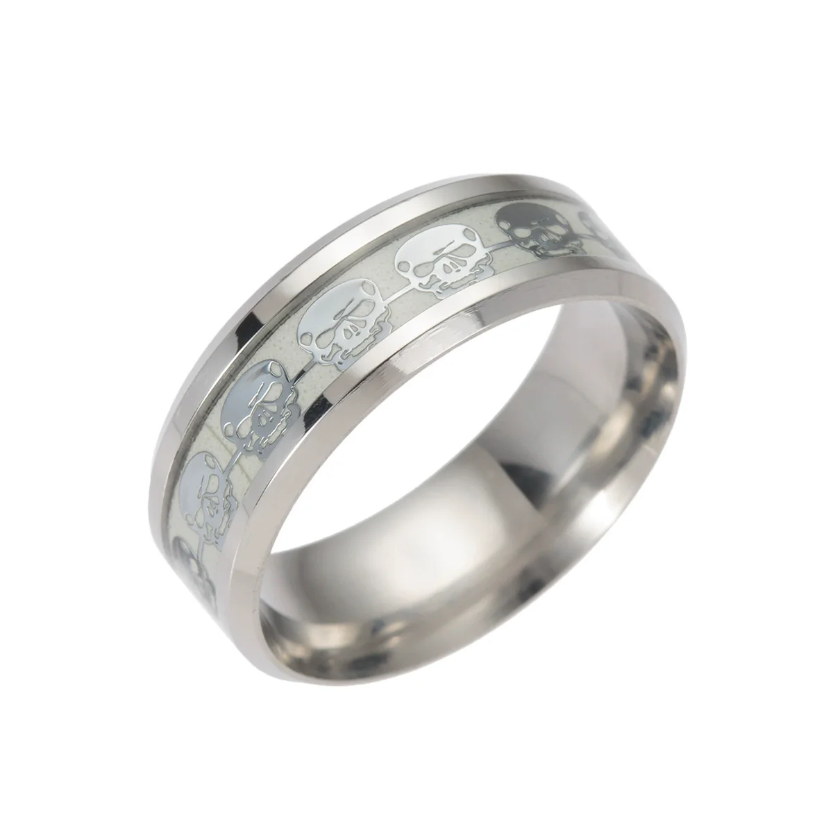 Ring Titanium Steel Luminous Skull Dripping Oil Style With Letters Numbers Text For Unisex - Image 7