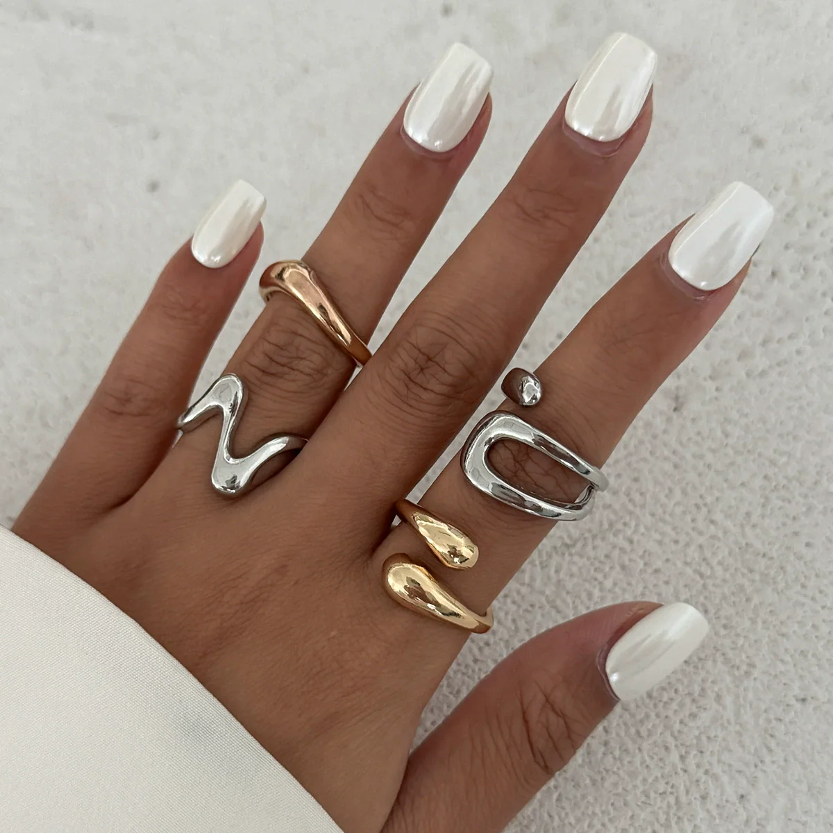 Ring Zinc Alloy Geometric Arc Electroplating For Women - Image 13