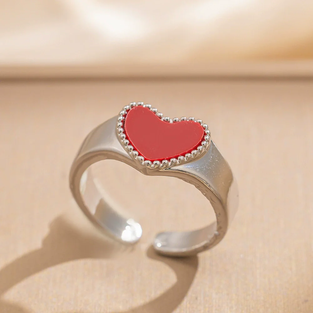 Rings Brass Titanium Steel Heart Shape Electroplated Women's Light Luxury Style - Image 12